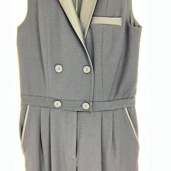 NWT Sea New York SZ 4 Leather Trim Double Breasted Jumpsuit - Picture 8 of 9